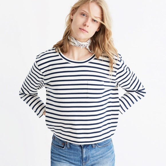 Madewell Tops - 🍫 Madewell Long Sleeve Tee in Linden Stripe